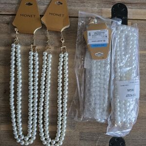 Monet Gold and White Pearl Necklaces - 4